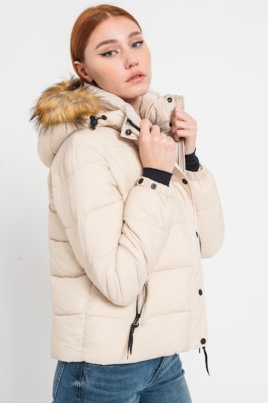 SUPERDRY Steppelt télikabát műszőrme szegélyes kapucnival női