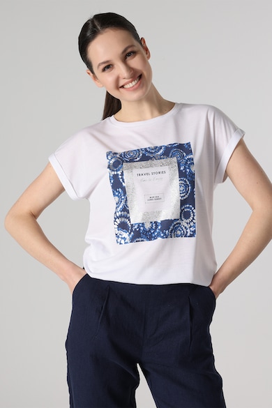 COLIN'S Памучна тениска с овално деколте и шарка Жени