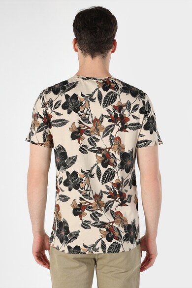 COLIN'S Tricou cu decolteu la baza gatului si model tropical si floral Barbati