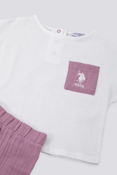U.S. Polo Assn. Тениска с джоб и къс панталон, 2 части Момичета
