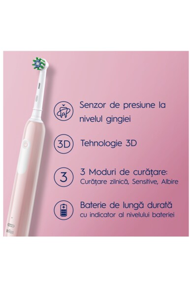 Oral-B Periuta de dinti electrica  Pro 1, Curatare 3D, 1 program, 1 capat de periaj, trusa de calatorie Femei