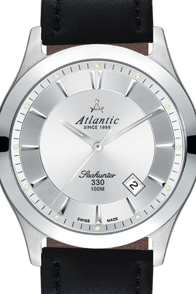 Atlantic Часовник от неръждаема стомана с кожена каишка Мъже