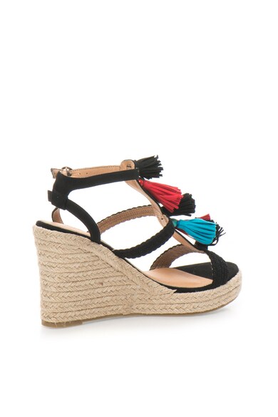 Buffalo Sandale wedge negre cu canafi multicolori Femei