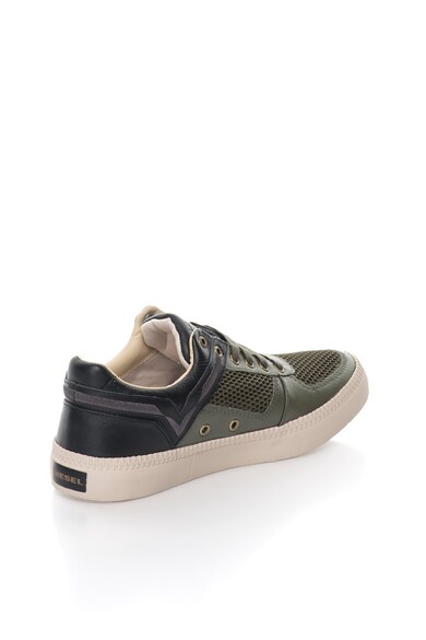 Diesel Pantofi sport de piele Spaark, Negru/Verde oliv Barbati