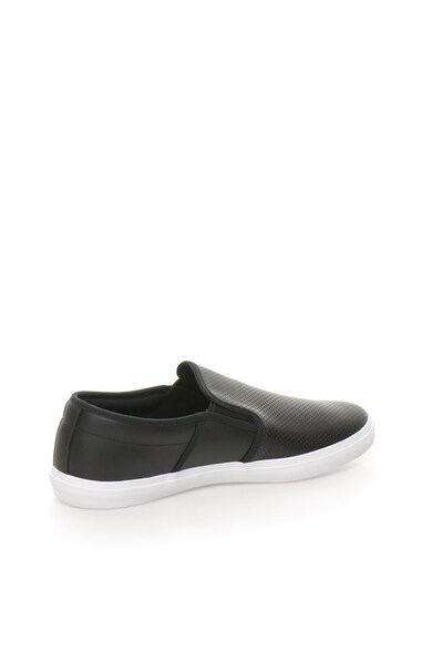 Lacoste Pantofi slip-on negri de piele cu model perforat Gazon Barbati