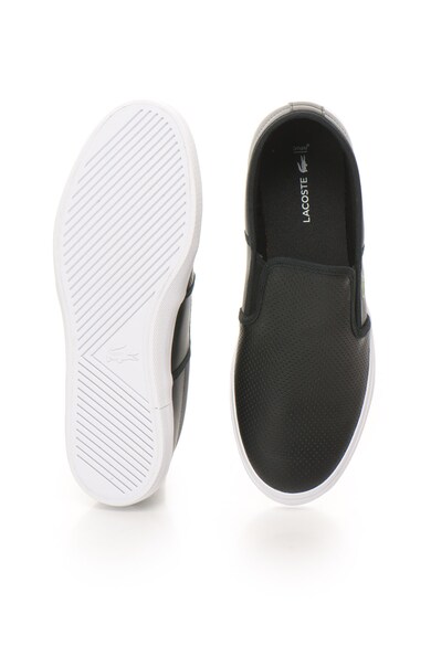 Lacoste Pantofi slip-on negri de piele cu model perforat Gazon Barbati