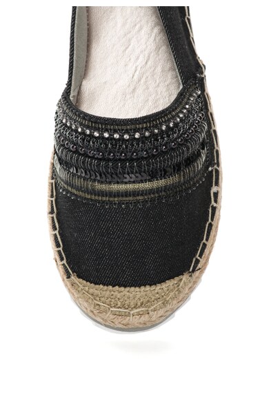 Bullboxer Espadrile negre din denim cu margele si paiete Femei