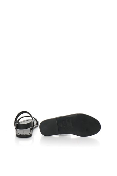 Diesel Sandale negru cu argintiu de piele Sandyl Femei