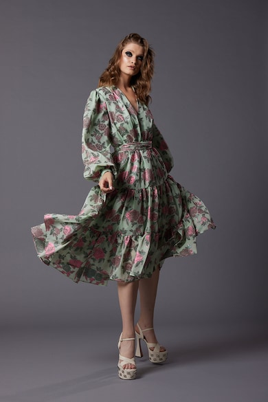 MIAU by Clara Rotescu Simina mintás selyemtartalmú ruha női