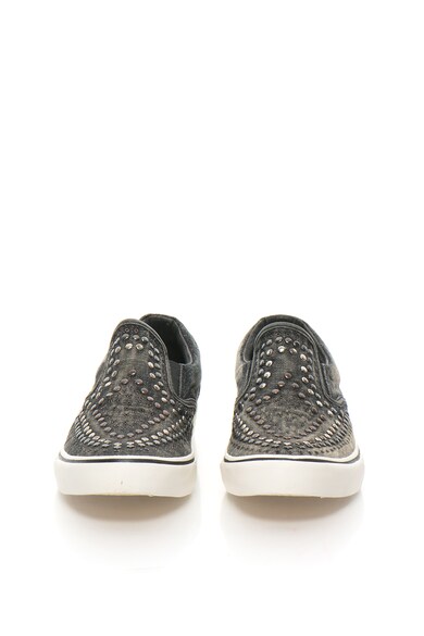 Diesel Pantofi slip-on gri inchis din denim cu nituri Vansis Femei