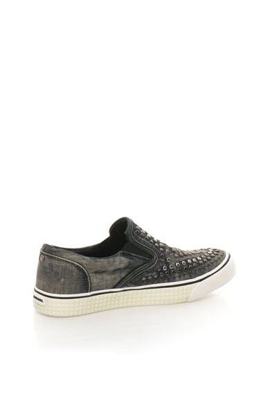 Diesel Pantofi slip-on gri inchis din denim cu nituri Vansis Femei