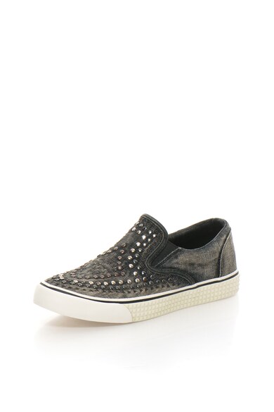 Diesel Pantofi slip-on gri inchis din denim cu nituri Vansis Femei