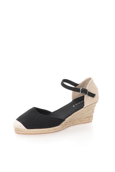 Oakoui Espadrile wedge negru cu bej Brittina Femei