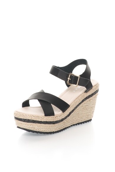 Oakoui Sandale wedge tip espadrile negre Clara Femei