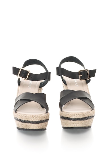 Oakoui Sandale wedge tip espadrile negre Clara Femei