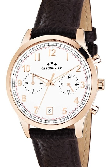 Chronostar Мултифункционален часовник с кожена каишка Мъже