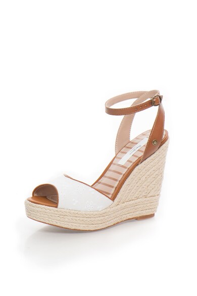 Pepe Jeans London Sandale wedge alb cu maro Walker Femei