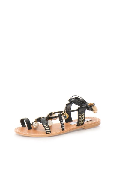 Steve Madden Sandale negre cu design infasurabil si canafi Ramber Femei