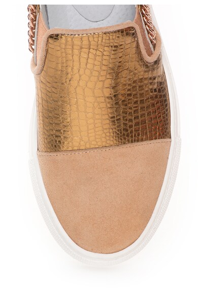 Zee Lane Pantofi slip-on roz prafuit cu auriu de piele si piele intoarsa Femei