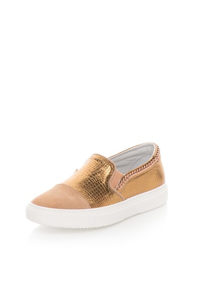 Zee Lane Pantofi slip-on roz prafuit cu auriu de piele si piele intoarsa Femei