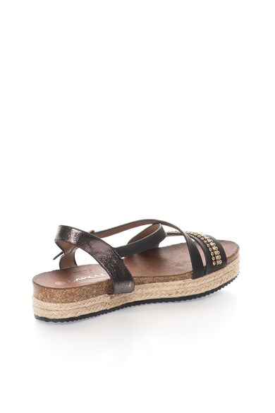 Oakoui Sandale wedge negre din material lucios si mat Bacardi Femei