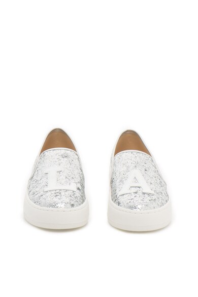 Steve Madden Pantofi slip-on flatform argintii cu particule stralucitoare Femei