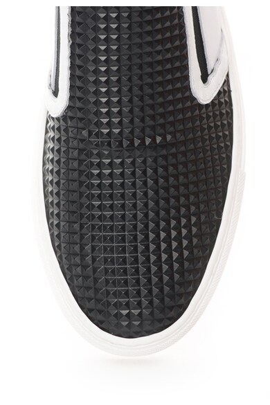 Zee Lane Pantofi slip-on negru cu alb de piele cu segmente texturate Barbati