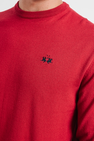 LA MARTINA Normál fazonú gyapjútartalmú pulóver diszkrét logóval férfi