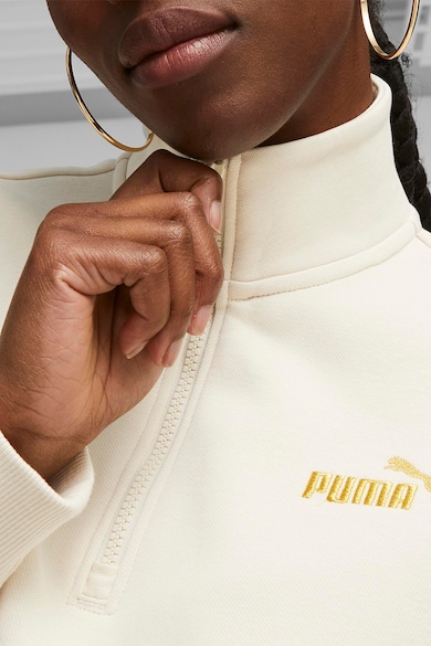 Puma Bluza sport cu maneci cazute si fenta cu fermoar Essentials Minimal Gold Femei