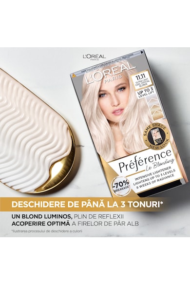 L'Oreal Paris Перманентна боя за коса  Preference Le Blonding 11.11 Ultra Light Cool Crystal Blonde, С амоняк, 178 мл Жени