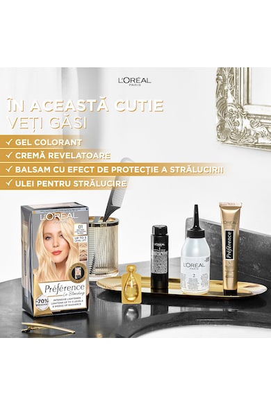 L'Oreal Paris Перманентна боя за коса  Preference Le Blonding 01 Very Very Light Natural Blonde, С амоняк, 178 мл Жени