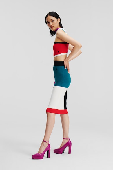 Karl Lagerfeld Плетен къс топ с цветен блок Жени