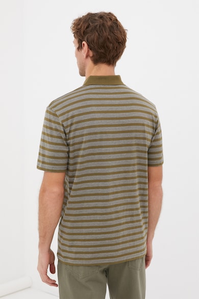 FINN FLARE Galléros pamuttartalmú póló csíkos mintával férfi