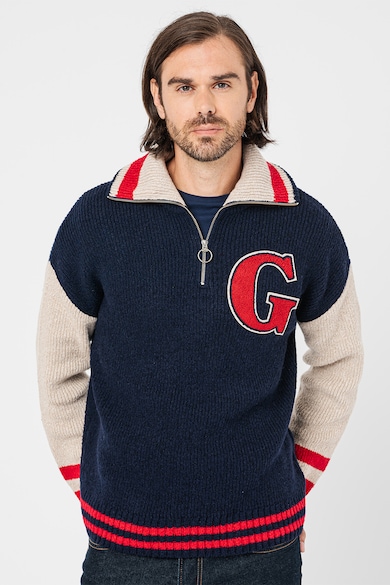 Gant Уголемен пуловер с вълна с къс цип Мъже