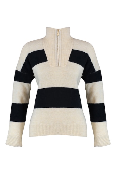 Trendyol Bő fazonú csíkos galléros pulóver női