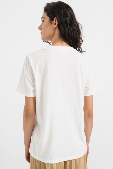 Vila Pure mintás pamuttartalmú póló felirattal női