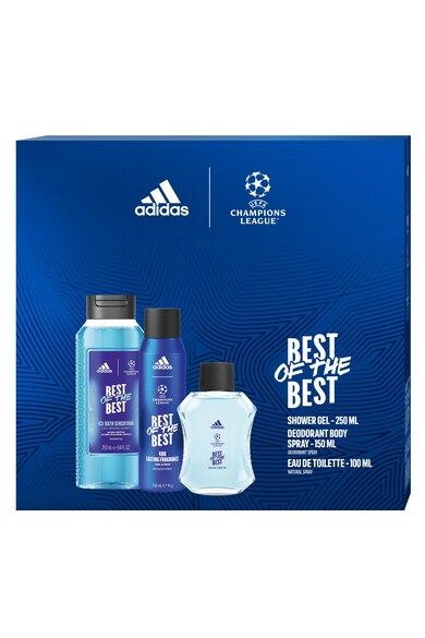 adidas Подаръчен комплект за мъже  Uefa Best Of The Best: Тоалетна вода 10 мл + Дезодорант 150 мл + Душ гел 250 мл Мъже