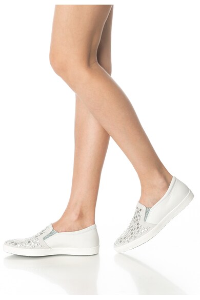 Tosca Blu Pantofi slip-on alb cu gri de piele Corallo Femei