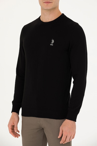 U.S. Polo Assn. Kerek nyakú szűk fazonú pulóver logós részlettel férfi