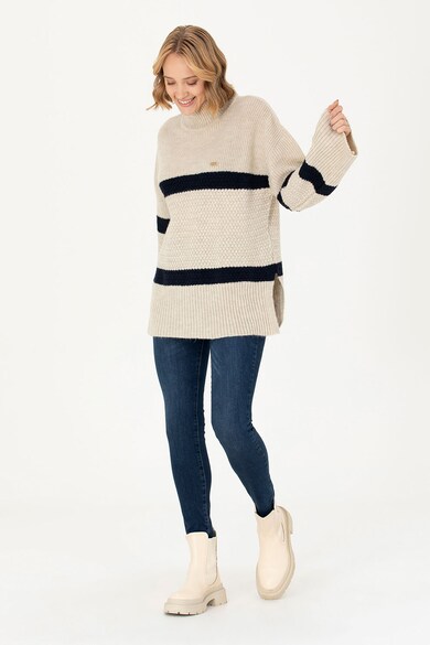 U.S. Polo Assn. Bő fazonú csíkos pulóver női