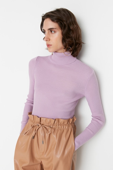 Trendyol Bordázott garbónyakú pulóver női