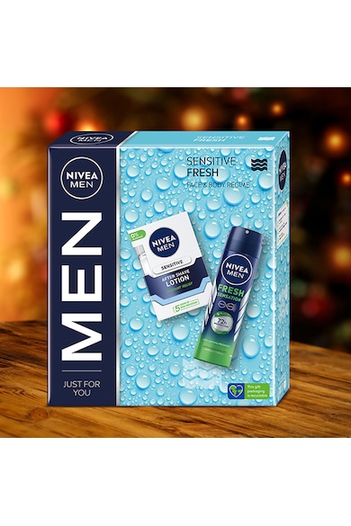 Nivea Férfi ajándékkészlet:  Men Sensitive borotválkozás utáni krém, 100 ml + Nivea Fresh Sensation dezodor spray, 150 ml női