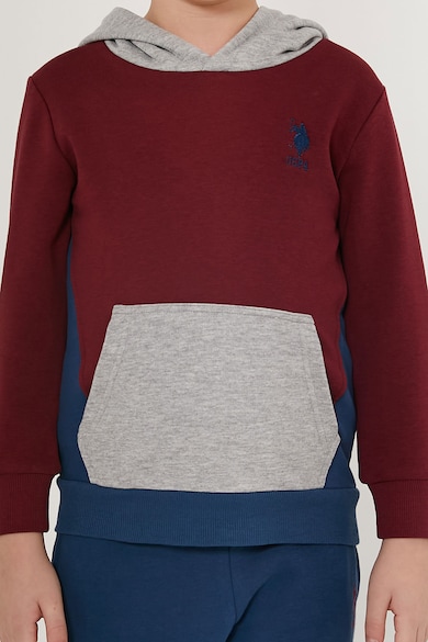 U.S. Polo Assn. Pijama cu model colorblock, gluga si buzunar kangaroo Baieti