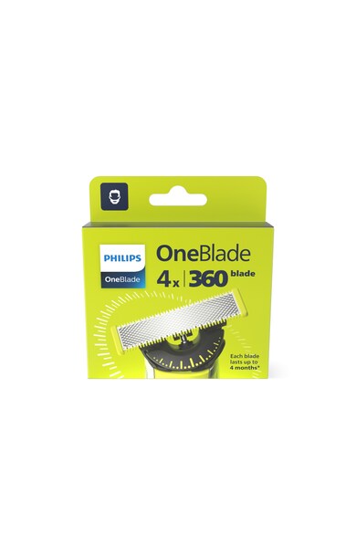 Philips Rezerva OneBlade 360, QP440/50, otel inoxidabil, umed si uscat, kit 4 lame,compatibil cu  OneBlade si OneBladePro, Verde Femei