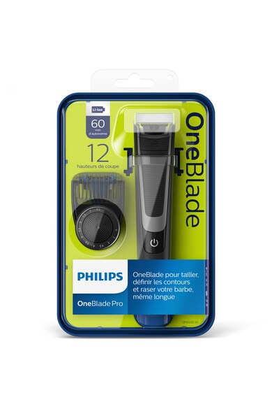 Philips Aparat hibrid de barbierit si tuns barba  OneBlade Pro QP6510/20, Pieptene de precizie cu 12 lungimi, Acumulatori, Negru Barbati