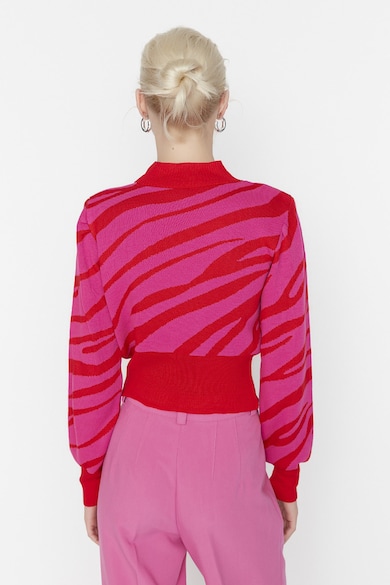 Trendyol Finomkötött pulóver zebracsíkos mintával női