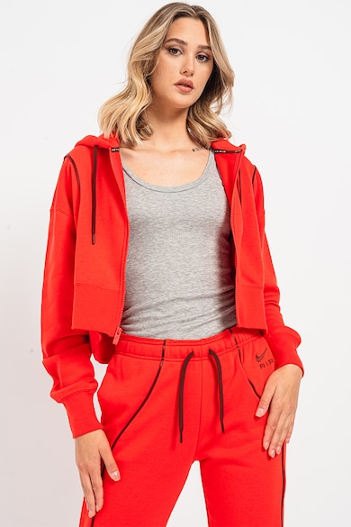 Nike Air kapucnis cipzáros crop pulóver hímzett logós részlettel női
