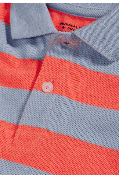 NEXT Tricou polo oranj mandarina cu albastru pastel in dungi Baieti