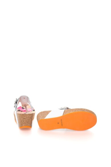 Oakoui Papuci flip-flop wedge albi de piele Femei