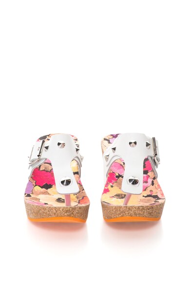 Oakoui Papuci flip-flop wedge albi de piele Femei